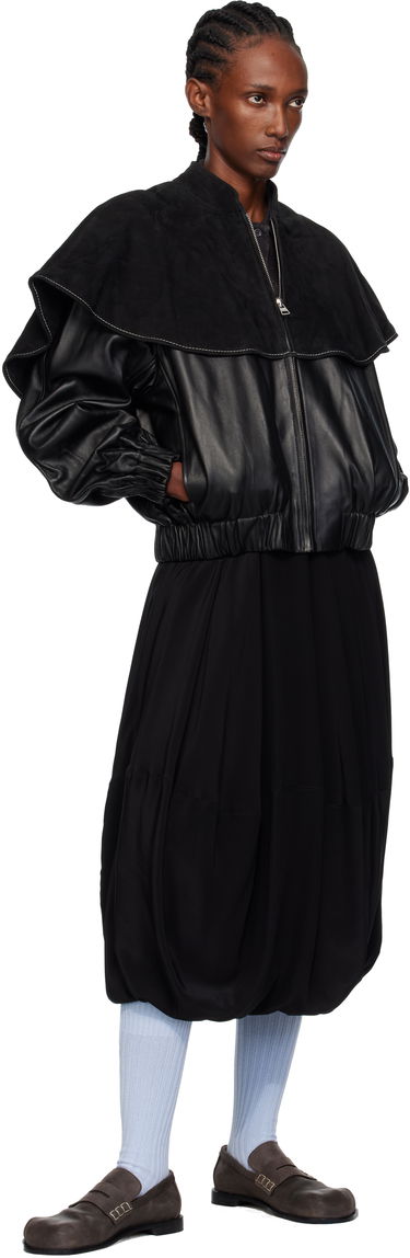 Bomber bunda JW Anderson JW Anderson Oversized Collar Leather Bomber Jacket Čierna | LJ0057-LT0122, 3