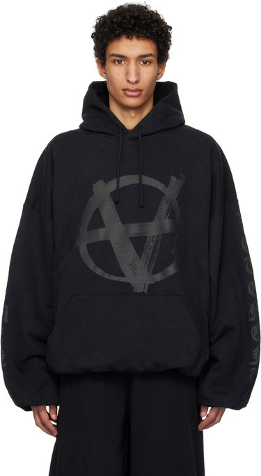 Mikina VETEMENTS Vetements Double Anarchy Cropped Boxy Hoodie Čierna | UA66HD630B, 0