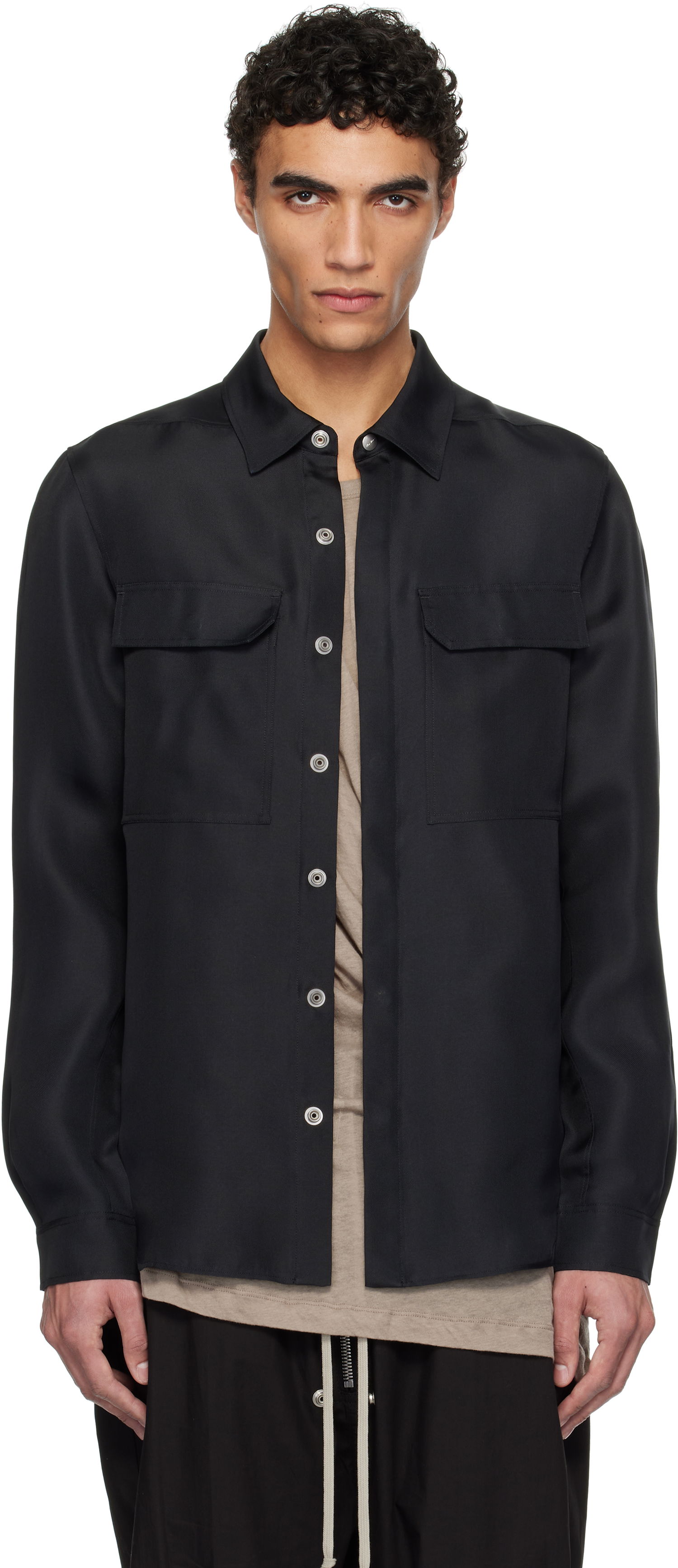 Košeľa Rick Owens Hollywood Silk Gazar Overshirt Čierna | RU01E5236 SG, 0