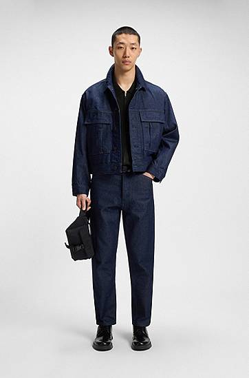 Bunda BOSS Regular-Fit Knit Zip-Front Jacket Čierna | 50543769, 1