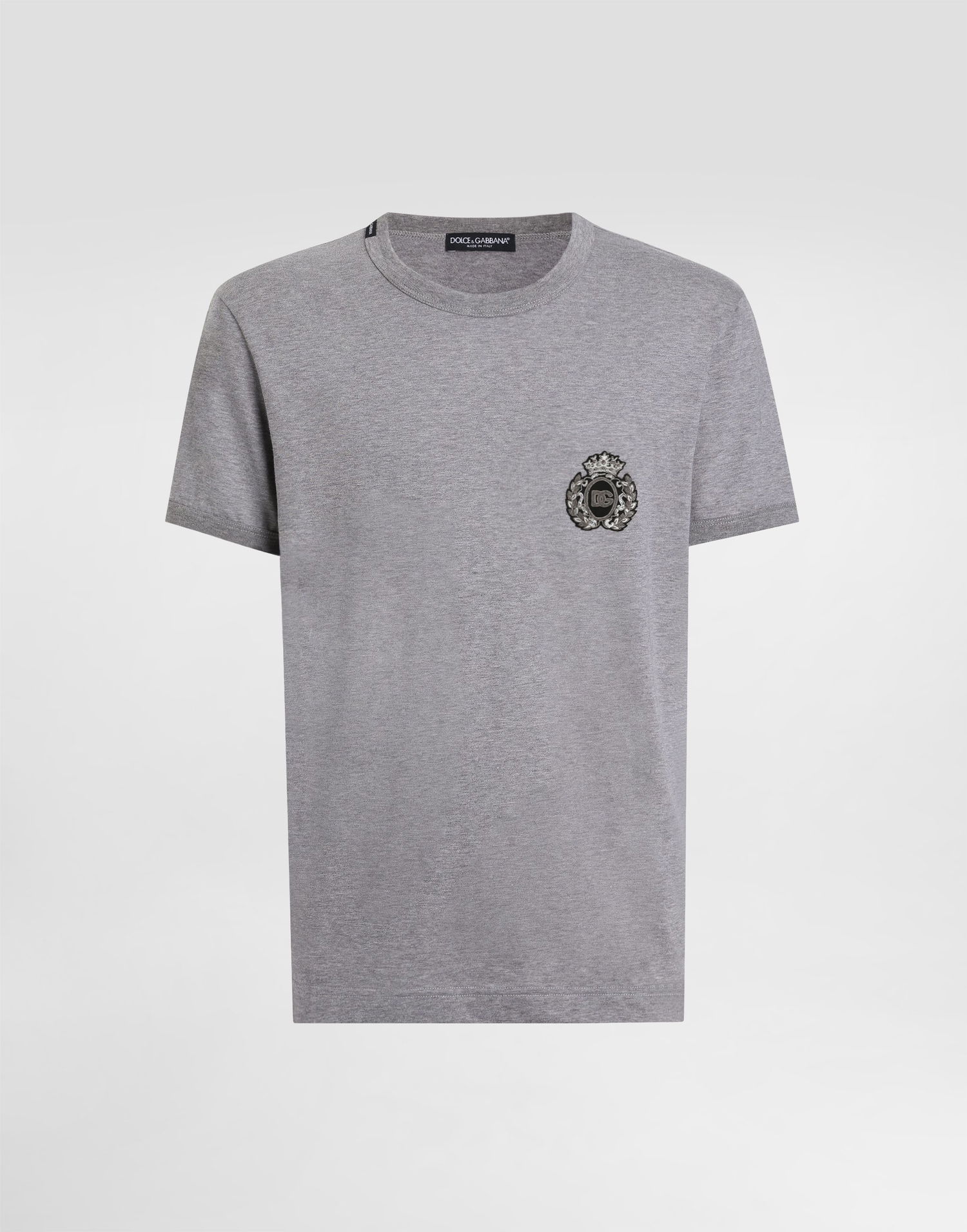 Tričko Dolce & Gabbana Dolce & Gabbana Cotton T-Shirt with Heraldic Patch Šedá | G8PV1ZG7PJ6S8291, 0
