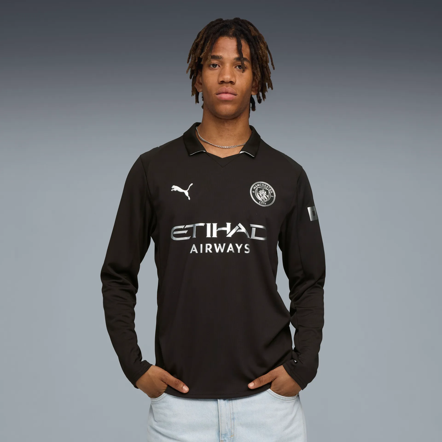 Dres Puma Manchester City Away Replica Jersey LS 2025/26 Čierna | 780351-02, 1