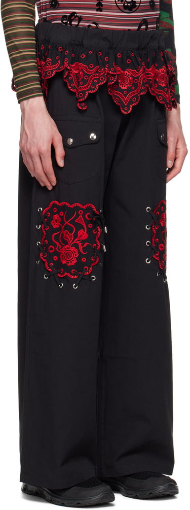 Cargo nohavice Chopova Lowena Embroidered Wide-Leg Cargo Trousers Čierna | 4072, 1