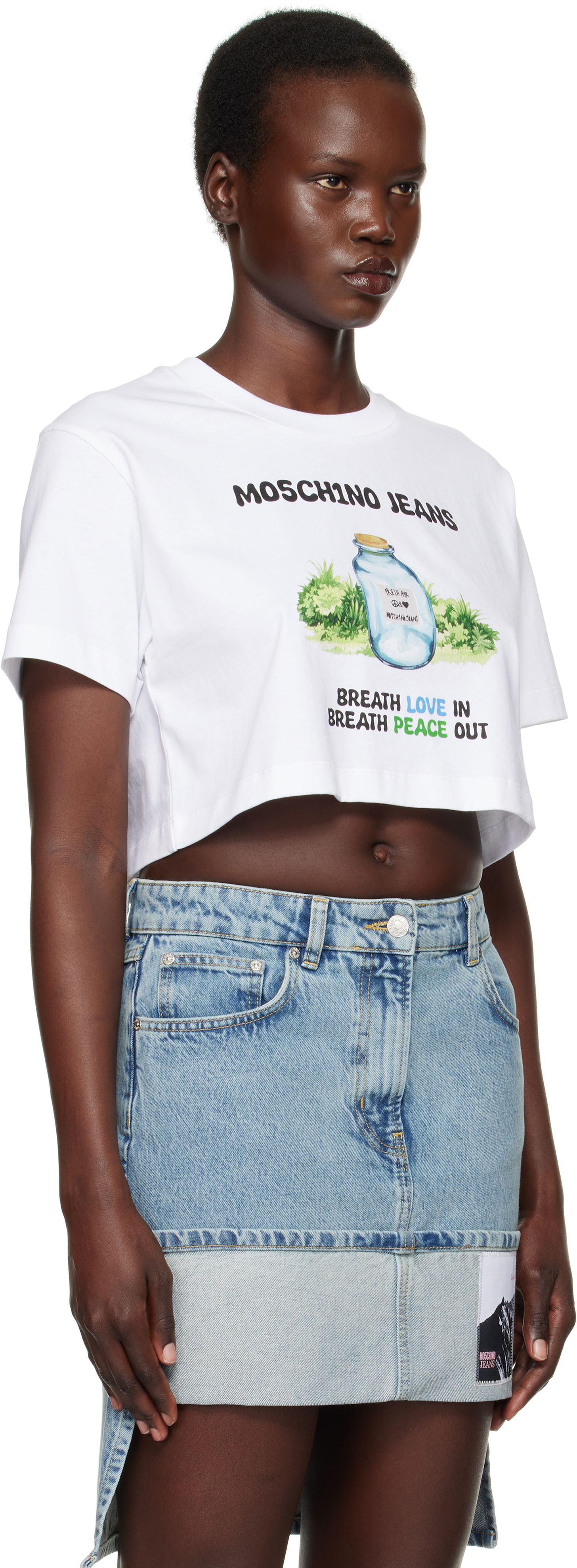 Sukňa Moschino Moschino Jeans Cotton Jersey Cropped T-Shirt Modrá | 251K10706, 1
