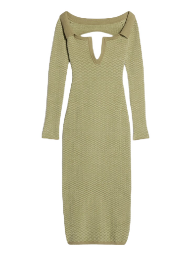 Šaty Jacquemus La Robe Maille Pampero Off-The-Shoulder Polo Zelené | 231KN161-2283-050
