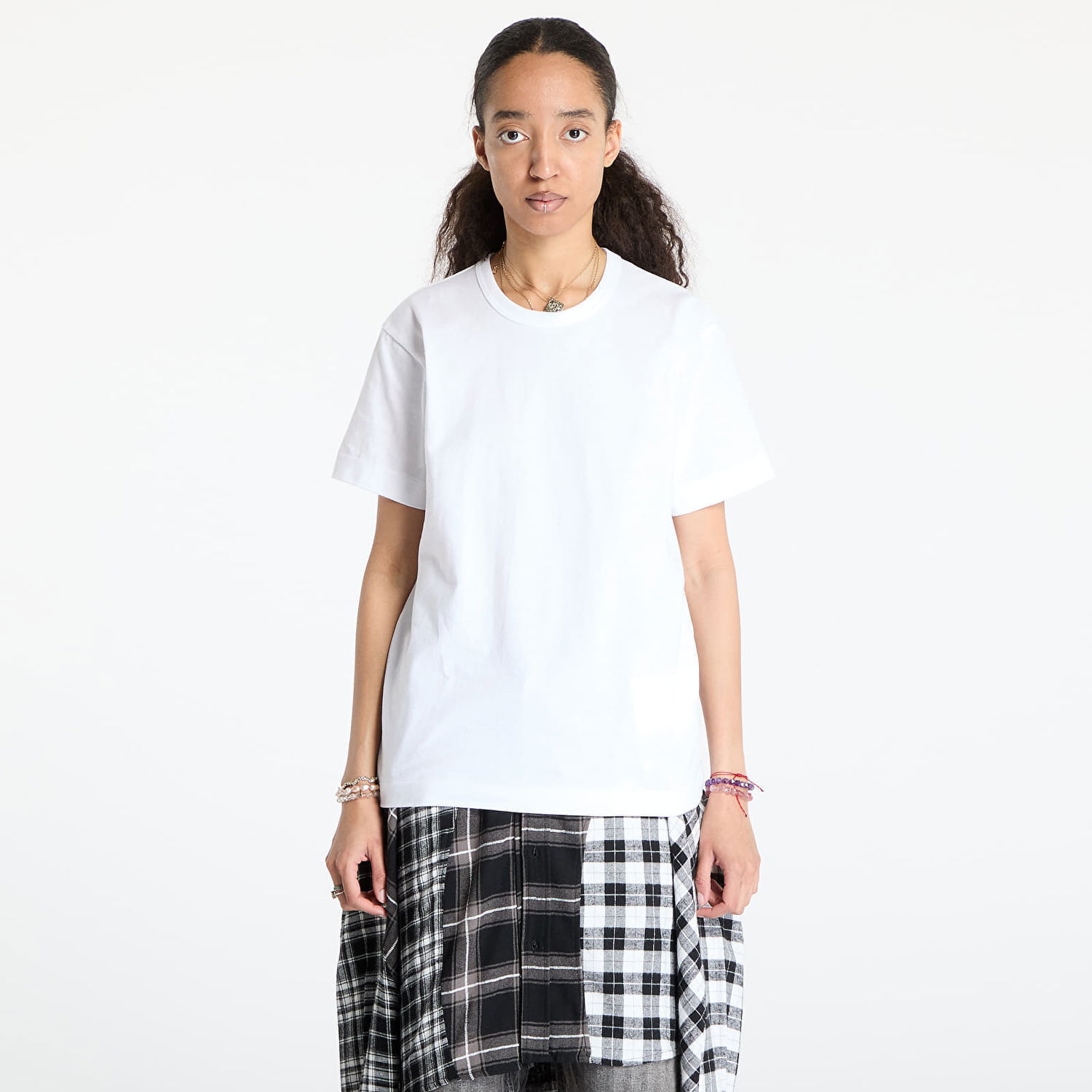 Tričko Comme des Garçons Comme des Garçons PLAY Black Emblem Knit T-Shirt Biela | AX-T341 WHITE, 1
