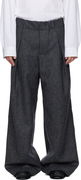 Pleated Wide-Leg Wool Trousers with Textured Weave