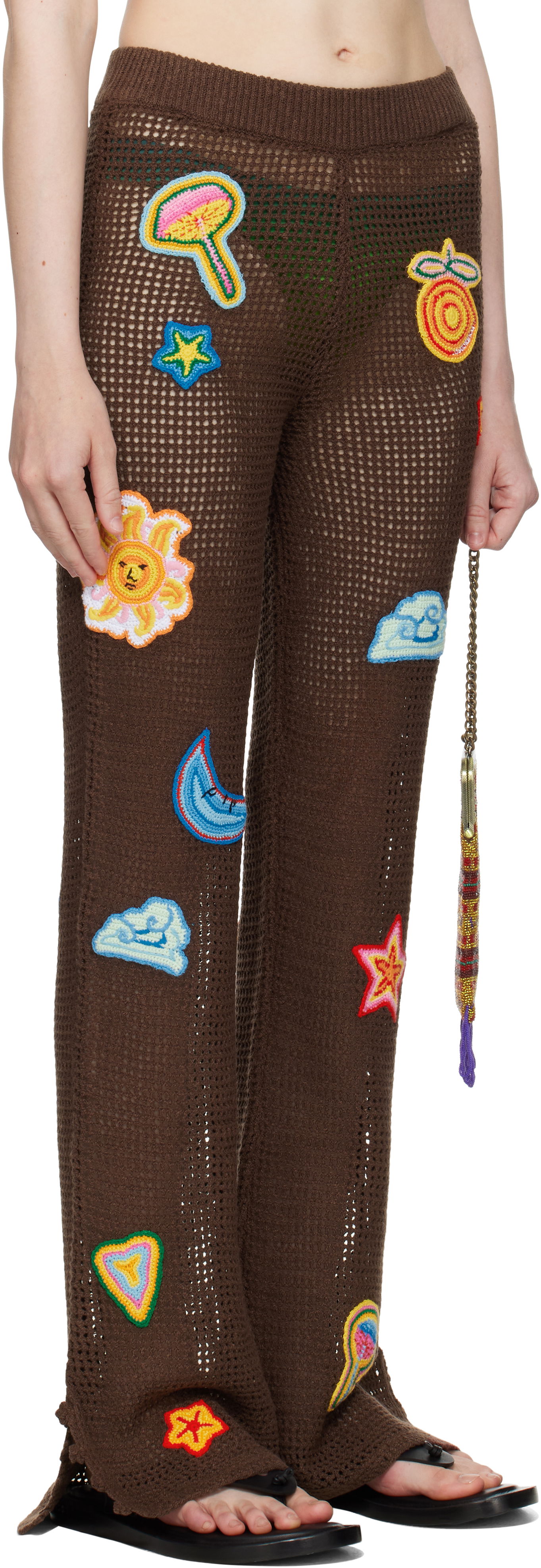 Nohavice Casablanca Casablanca Crochet Motif Trousers Hnedá | WS25-KW-940-01, 1