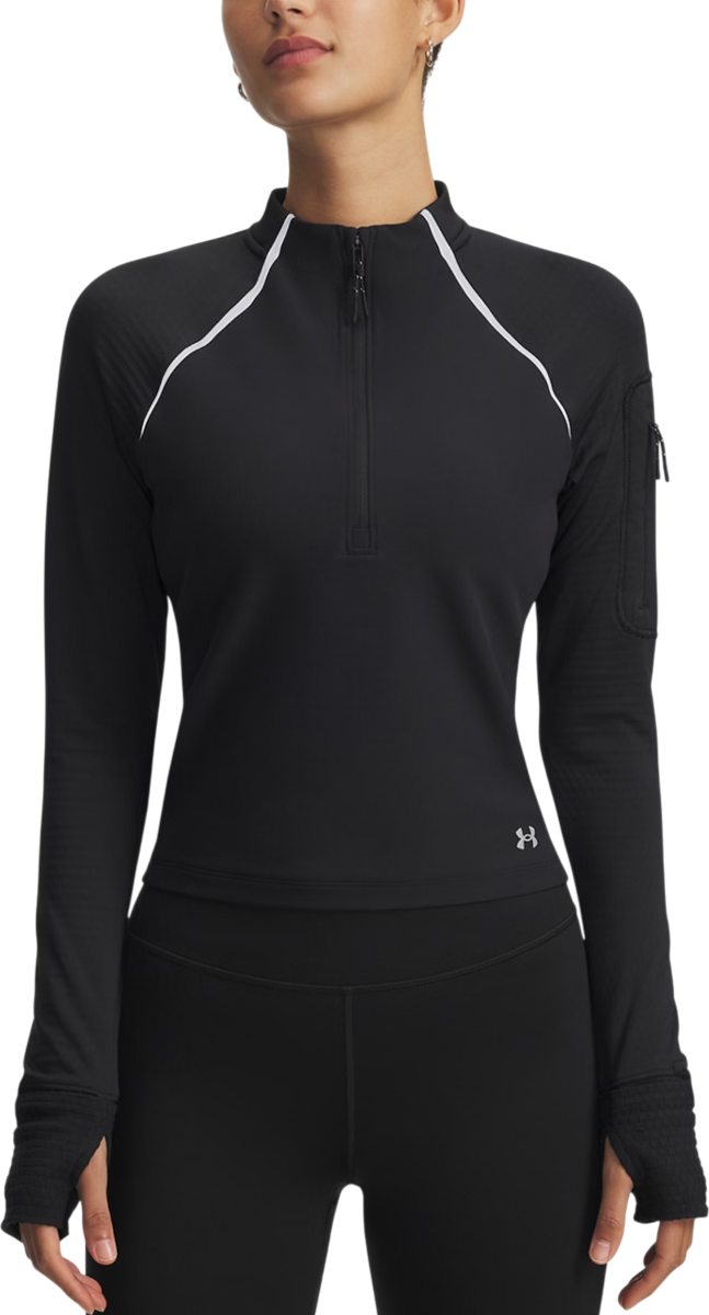 Tričko Under Armour Velociti Pro CW Long-Sleeve Half Zip Top with Thumbholes and Arm Pocket Čierna | 6004015-001