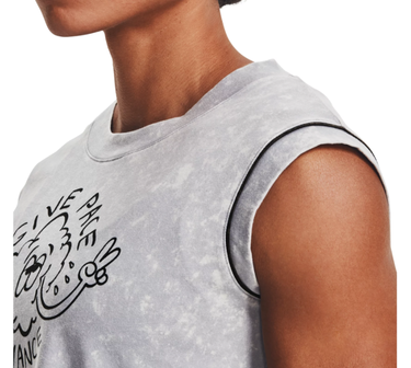 Crop Top Under Armour Graphic Cropped Sleeveless T-Shirt Give Pace A Chance Šedá | 1361377-014, 1