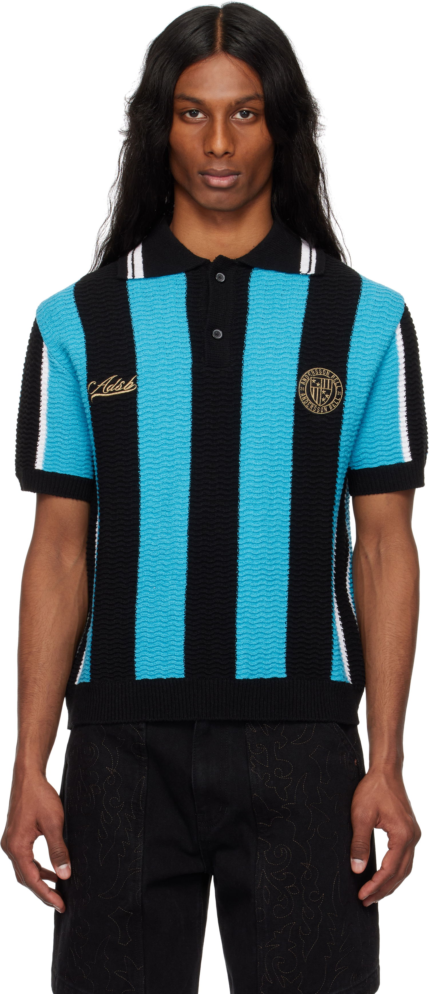 Polo tričko Andersson Bell Andersson Bell Stripe Soccer Polo Sweater Modrá | atb1325m, 0