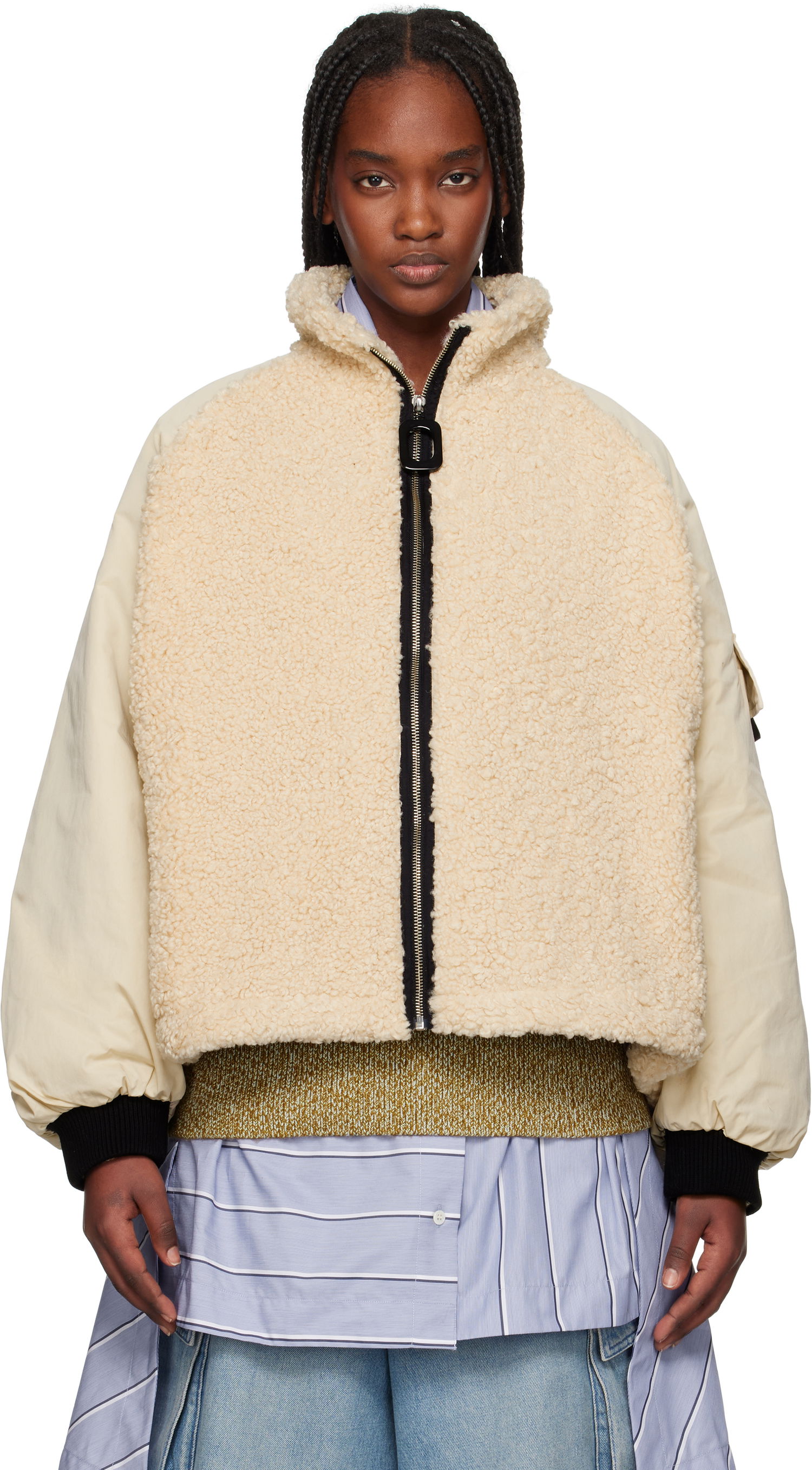 Bunda JW Anderson JW Anderson Color Block Fleece Track Jacket Béžová | JK0367-PG1736, 0