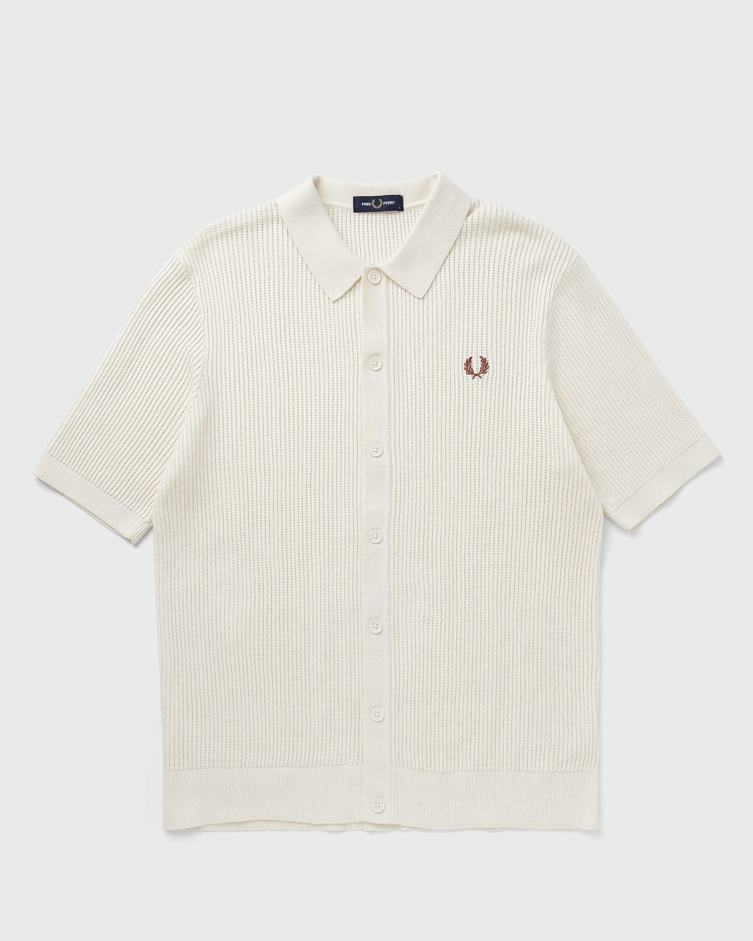 Polo tričko Fred Perry Textured Knit Button-Through Polo Shirt Biela | K9714-560, 1