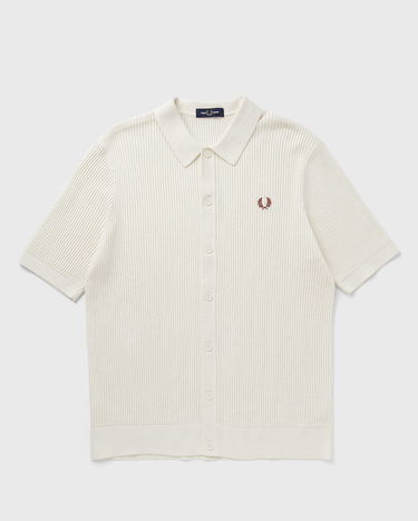 Polo tričko Fred Perry Textured Knit Button-Through Polo Shirt Biela | K9714-560, 1