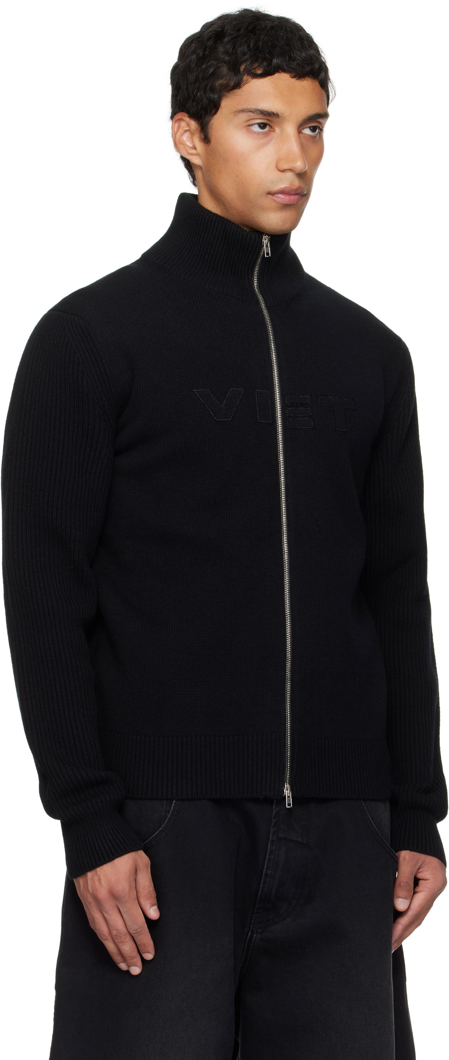Sveter VETEMENTS VETEMENTS 'VET' Zip-Up Sweater Čierna | UH76KN400B, 1