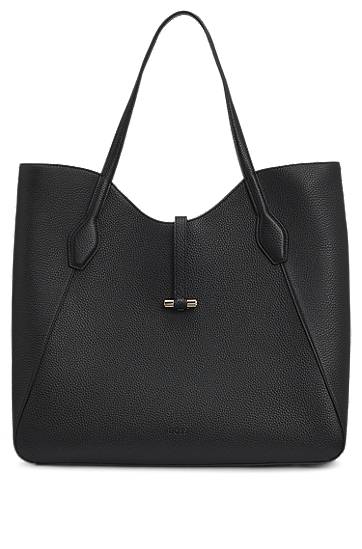Tote bag BOSS Pebbled Leather Tote Bag with Gold Hardware Čierna | 50542066, 0