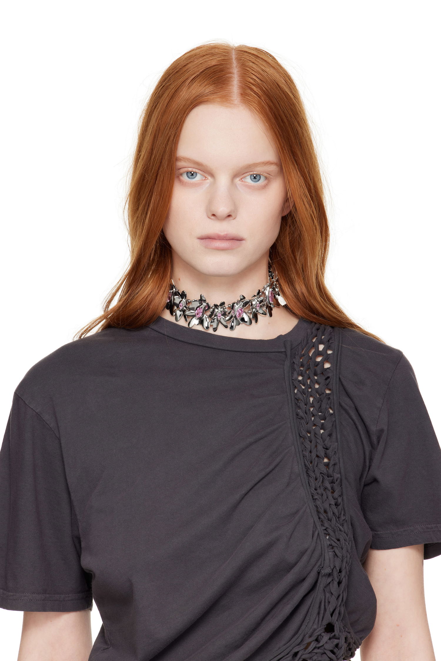 Náhrdelník Collina Strada Collina Strada Silver Tone Pink Daisy Necklace Metalická | XX1089, 1