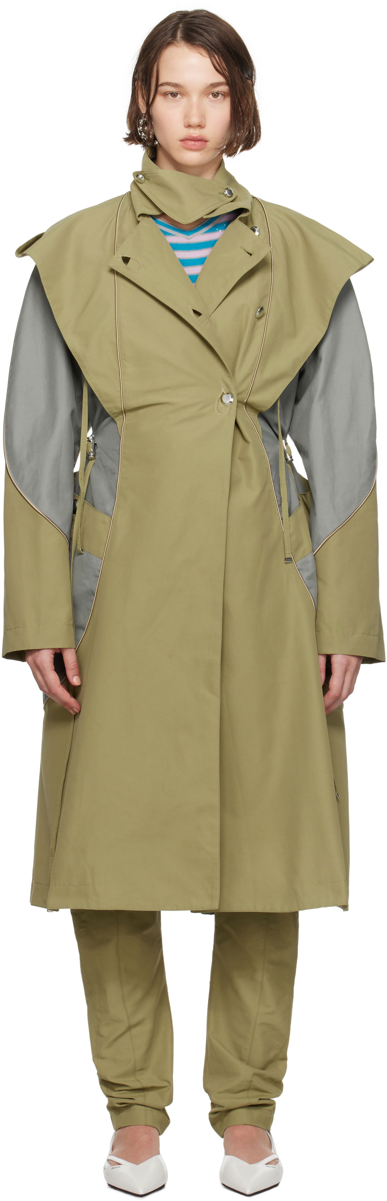 Trenčkot KIKO KOSTADINOV Hooded Trench Coat Zelené | KKWAW24C01-27, 0