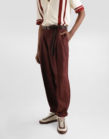 Nohavice Dolce & Gabbana Dolce & Gabbana Linen Cropped Trousers Vínová | GP114TFU4MCM5039, 3