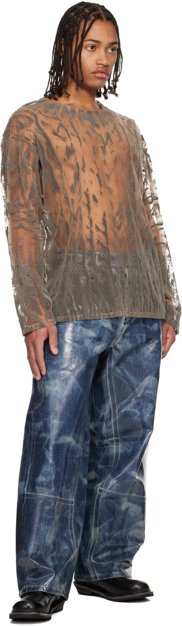 Tričko Diesel Sheer Flocked Long-Sleeve T-shirt T-Taras Šedá | A21098-0SLCQ-98BA, 3