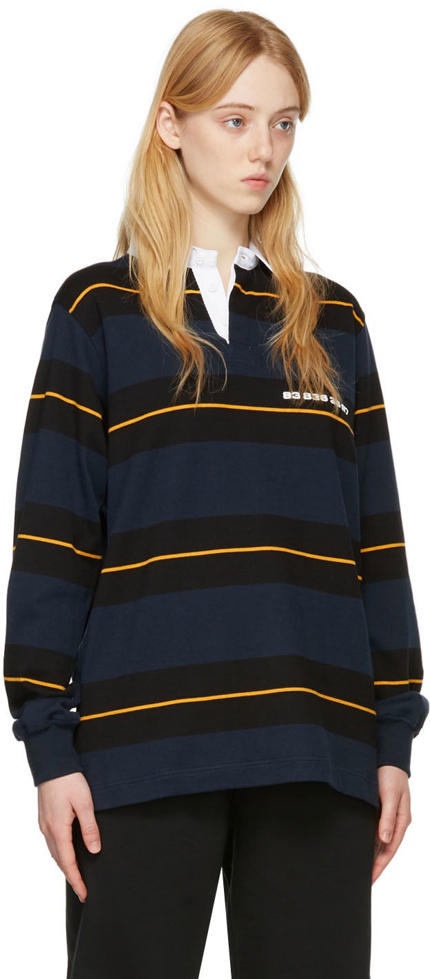 Polo tričko VETEMENTS Number Striped Rugby Polo Navy | VL12SH450N, 1