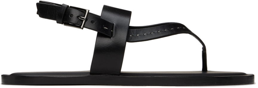 Tenisky a topánky Max Mara Leather Thong Sandals Čierna | 2414521012600, 0