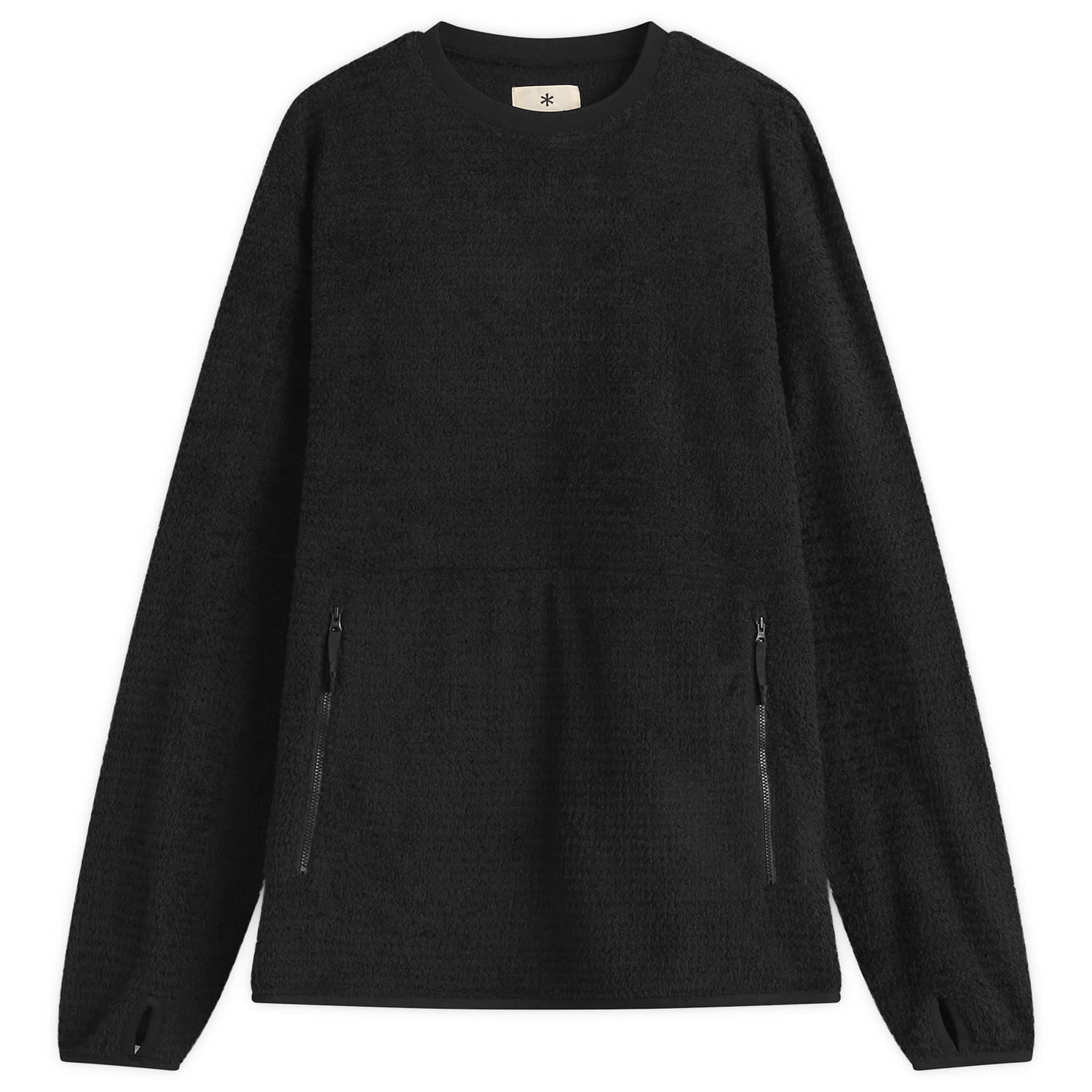 Mikina Snow Peak Thermo Control Fleece Crewneck Pullover with Zippered Pockets Čierna | SW-25AU0050-BLK, 0
