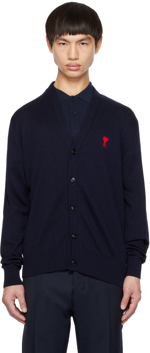 Sveter AMI Cardigan Navy | HKC001.001, 0