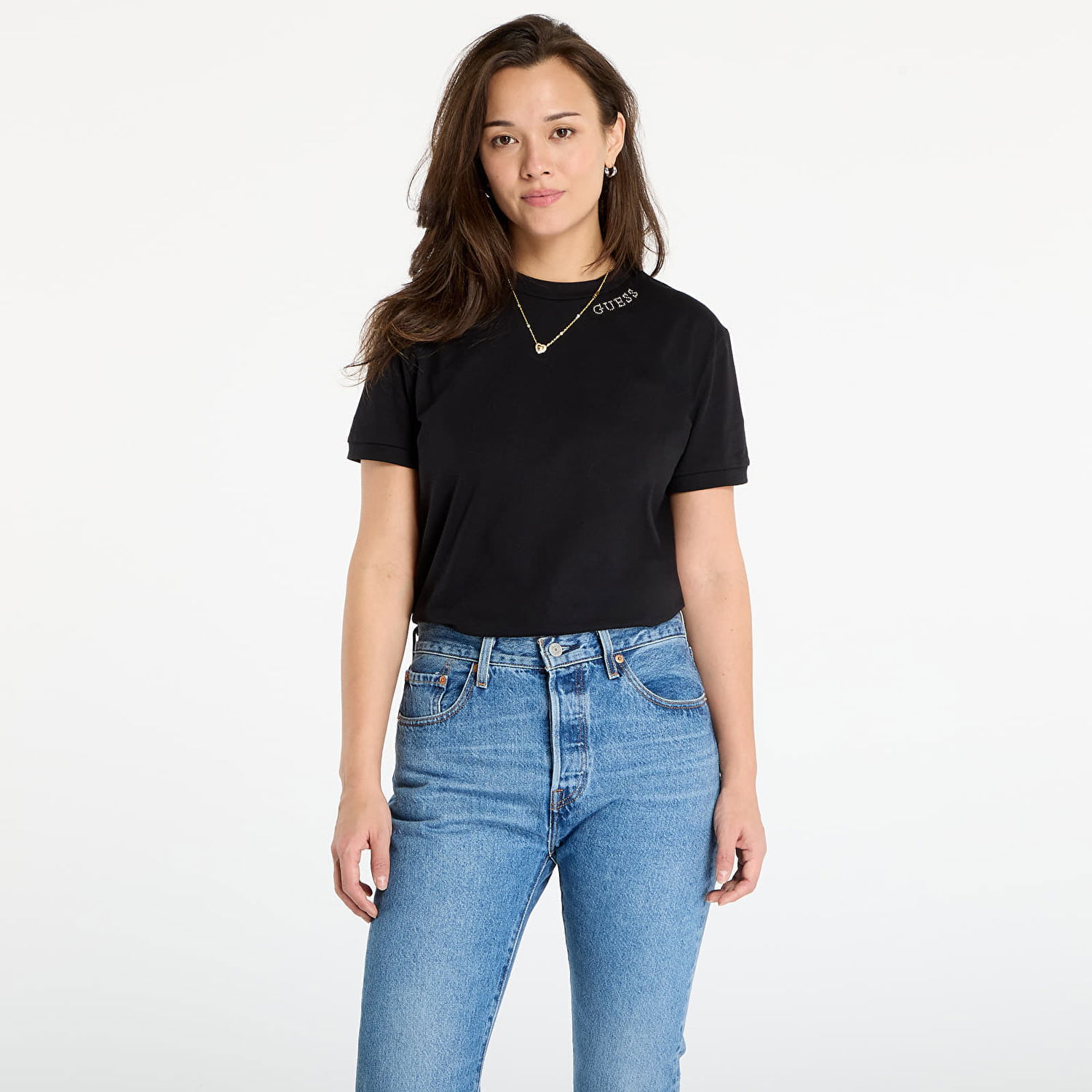 Tričko GUESS Calida Ss T-Shirt Čierna | V5BI12K8FQ4-JBLK, 0
