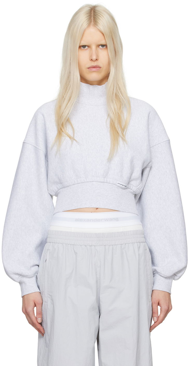 Sveter Alexander Wang Classic Turtleneck Cropped Sweatshirt Šedá | 4CC1241442, 0