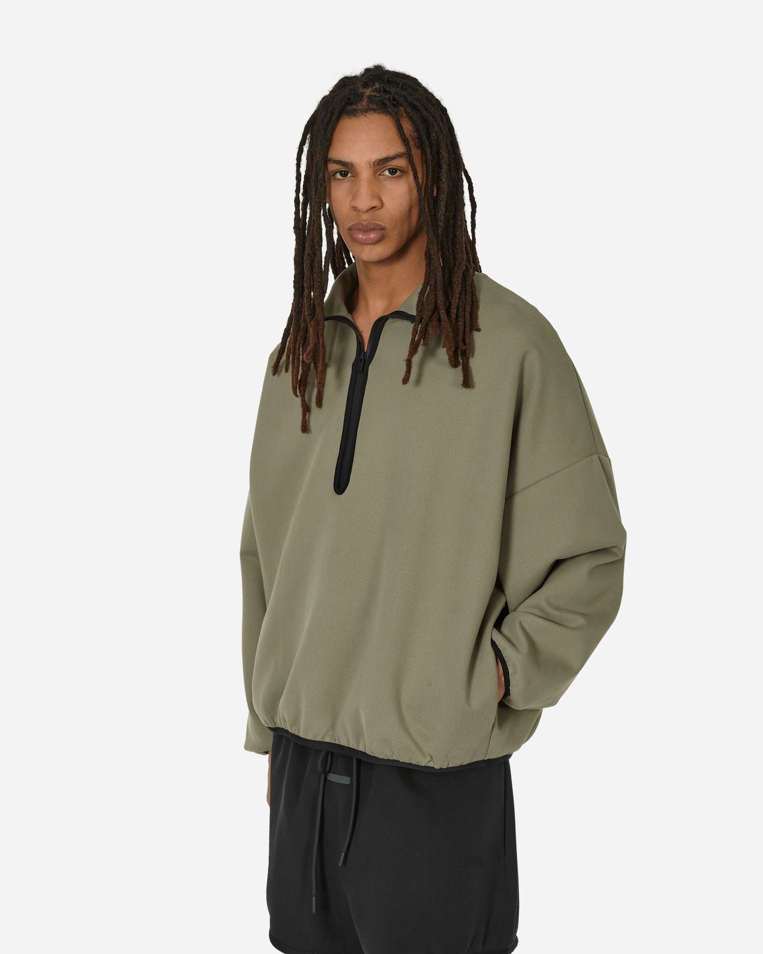 Mikina adidas Originals Fear of God Athletics Suede Fleece Half-Zip Sweatshirt Clay Zelené | IS8776 001, 0