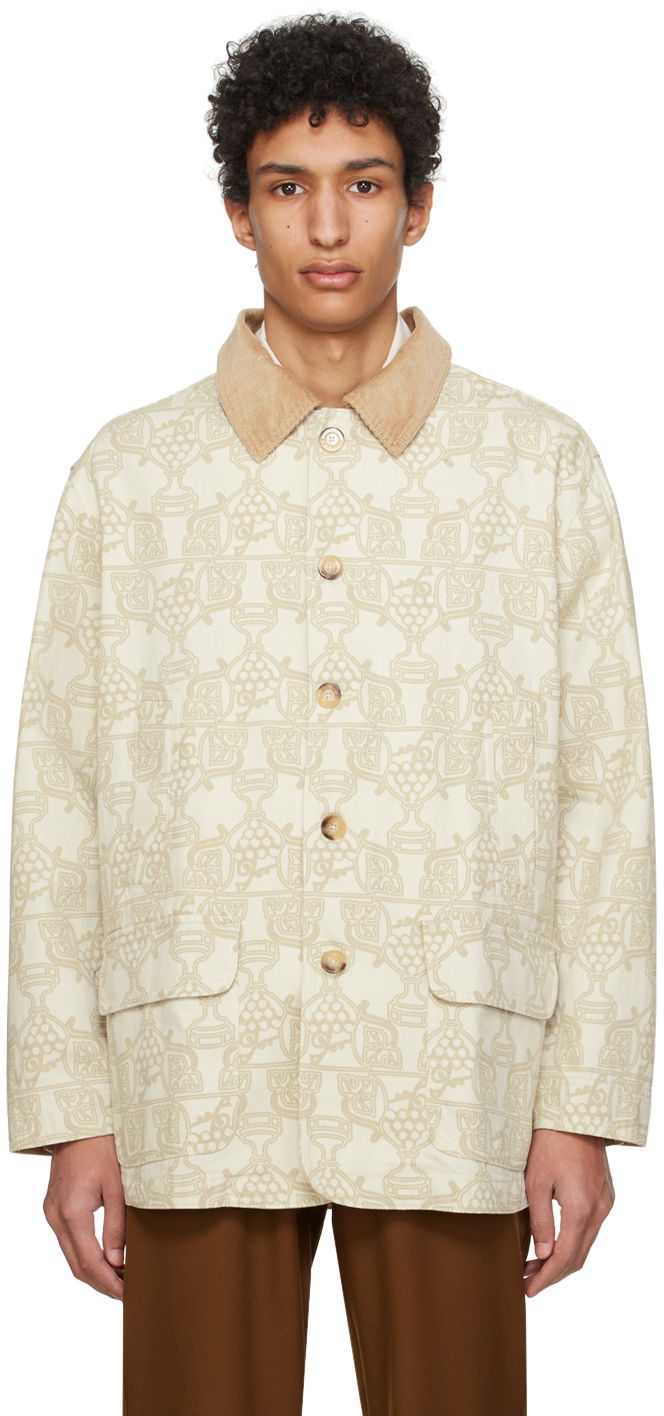 Parka Drôle de Monsieur Patterned Button-Up Jacket Béžová | D-JT163-CO120-EC, 0