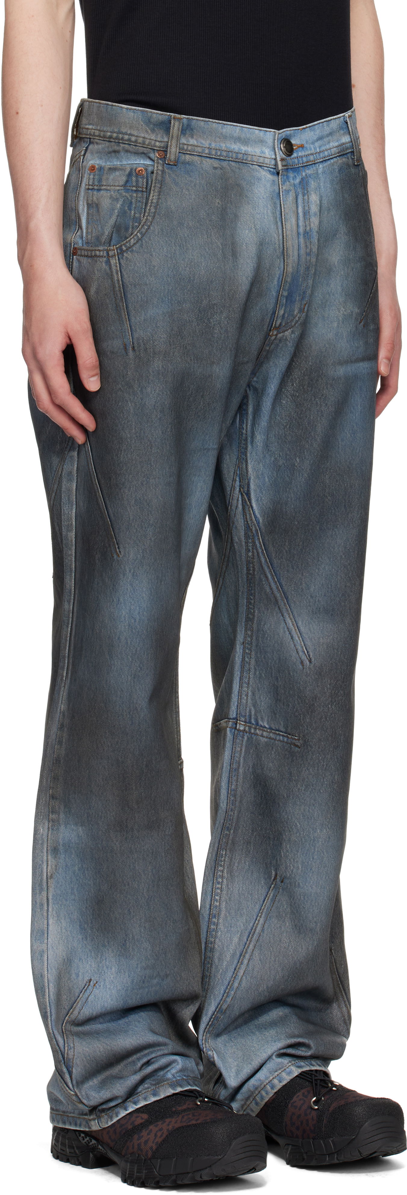 Džínsy Andersson Bell Andersson Bell Dirty Spray Washed Wide Leg Jeans Modrá | apa815m, 1