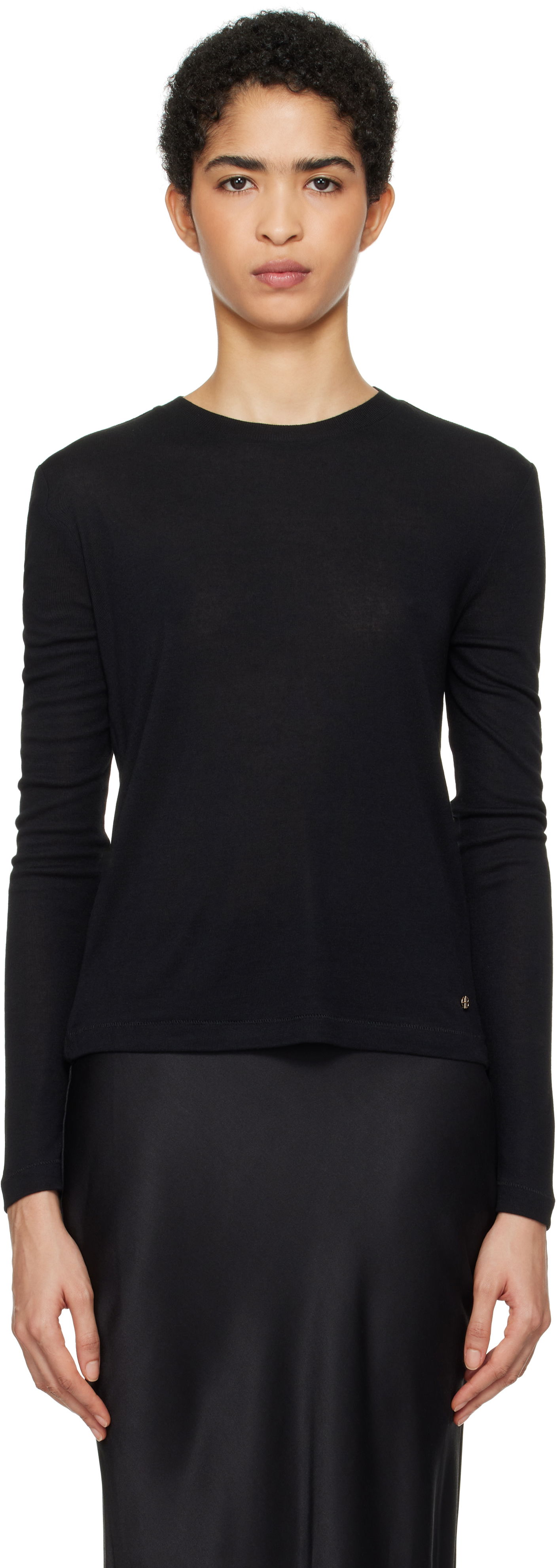 Tričko Anine Bing Amani Long Sleeve T-Shirt Čierna | A-08-10040-BLK26, 0