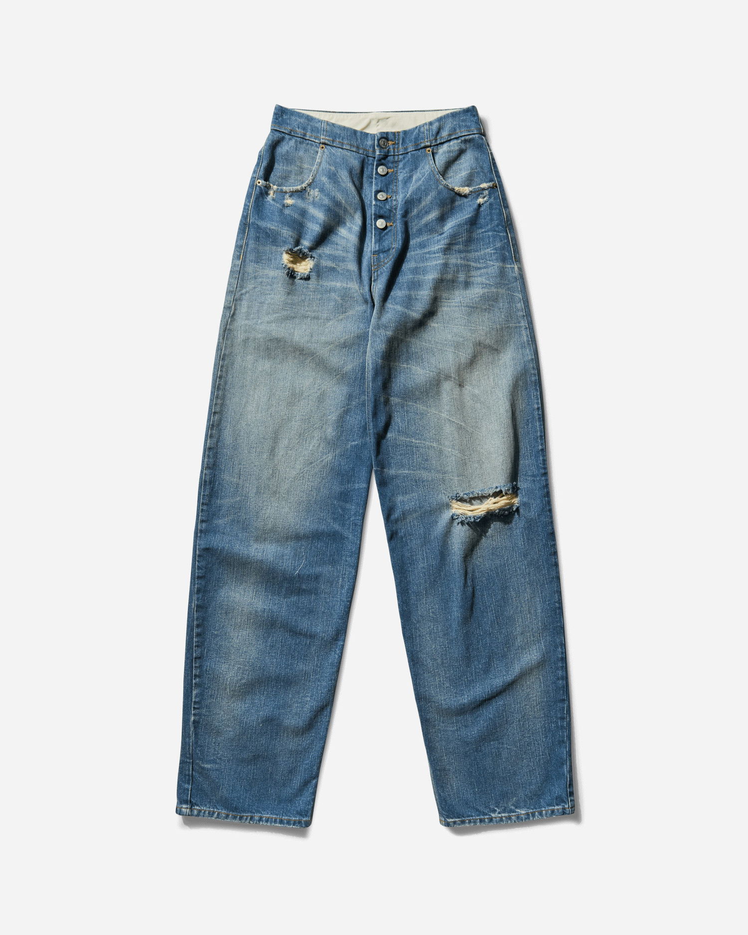 Džínsy Maison Margiela Loose Fit Distressed Denim Trousers Modrá | S52LA0241 961, 0