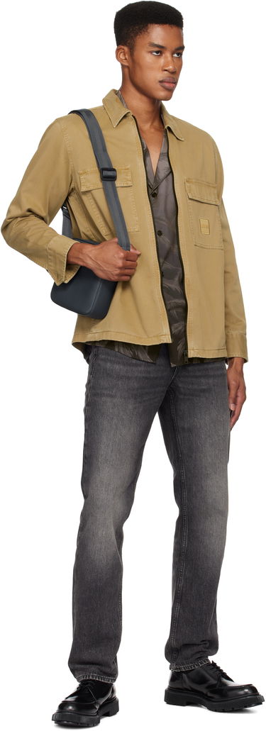 Taška cez rameno BOSS Grained Faux-Leather Reporter Bag Čierna | 50536475, 4