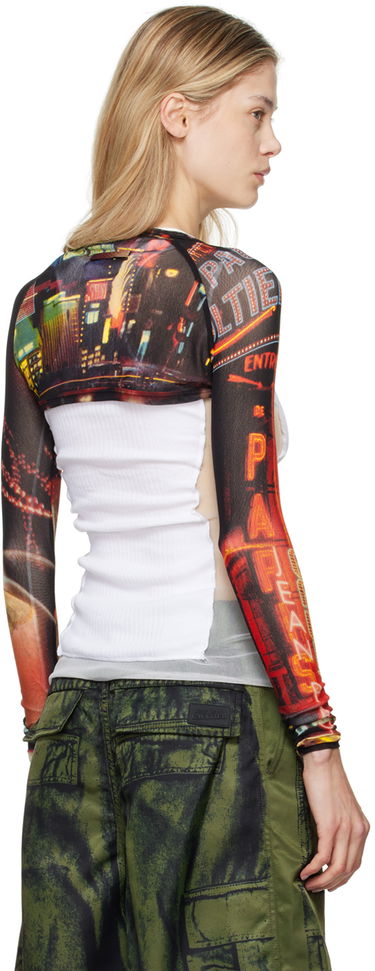 Tielko Jean Paul Gaultier Jean Paul Gaultier 'The Pigalle' Printed Mesh Sleeves Biela | 24/30-F-TO207-T552-00301550, 2