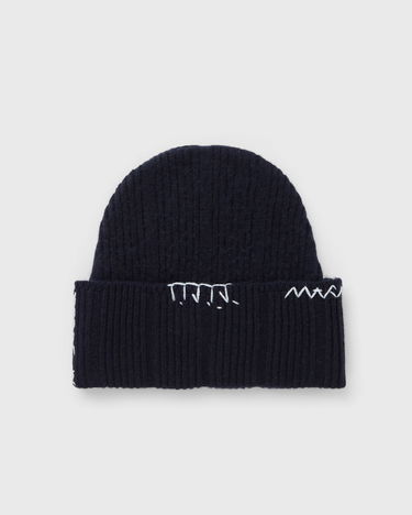 Kulicha Marni Ribbed Knit Beanie with Contrast Stitching Navy | CLZC0170Q0-00B90, 1