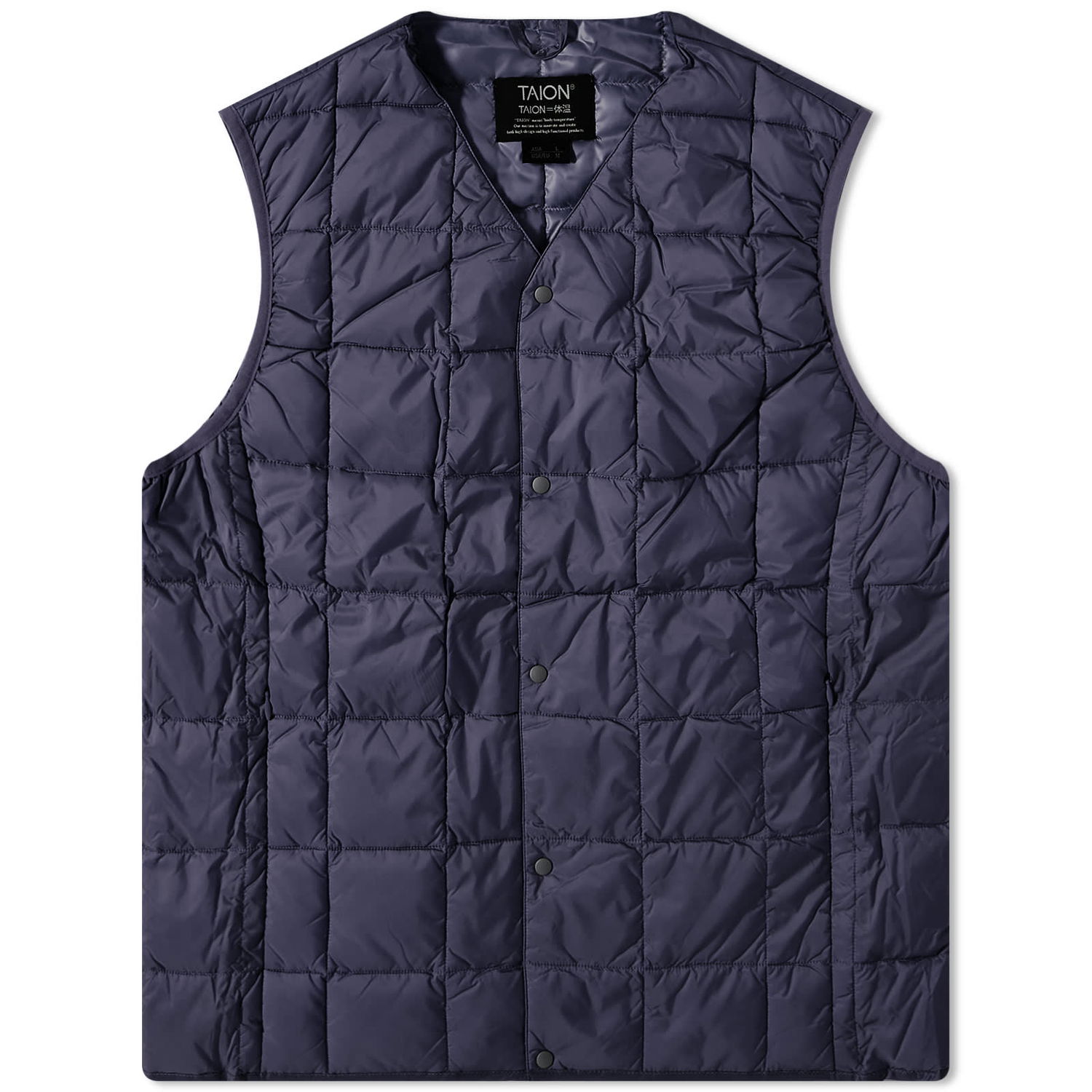 Vesta TAION V-Neck Down Vest Navy | TAION-W001-NVY, 0