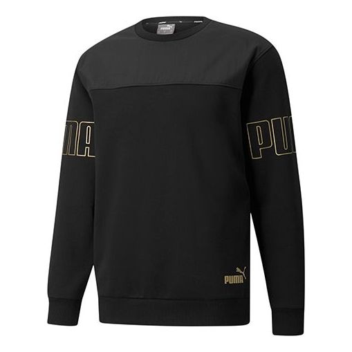 Sveter Puma Winterized Crew Bronzing Logo Splicing Pullover Čierna | 848256-01