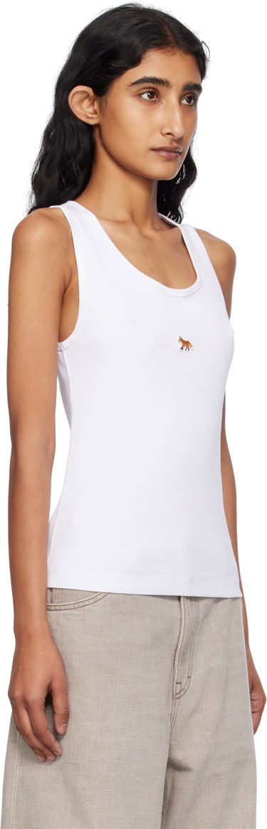 Tielko MAISON KITSUNÉ Maison Kitsuné 'Baby Fox' Ribbed Tank Top Biela | PW00623KA0033, 1