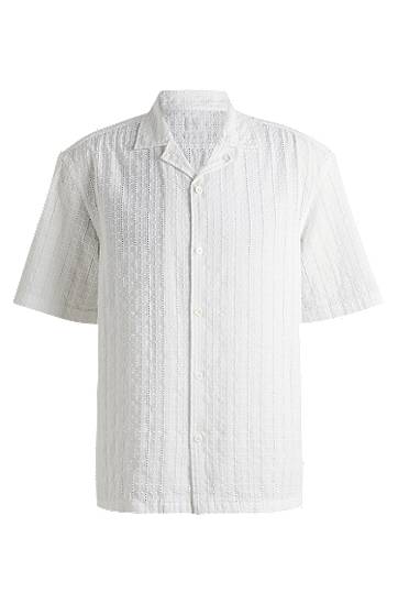Košeľa BOSS Relaxed Fit Broderie Anglaise Shirt Biela | 50539236, 0