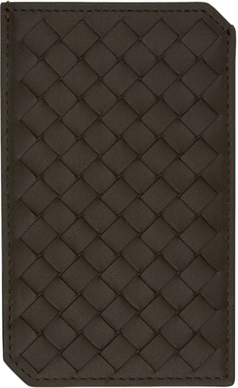 Peňaženka Bottega Veneta Khaki Intrecciato Piccolo Vertical Card Holder Hnedá | 796963 V4LQ1 3347, 1
