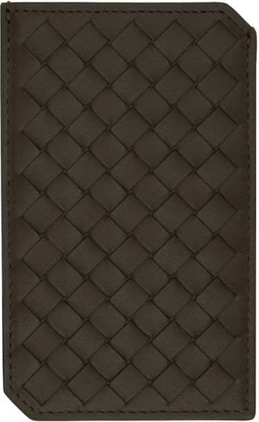 Peňaženka Bottega Veneta Khaki Intrecciato Piccolo Vertical Card Holder Hnedá | 796963 V4LQ1 3347, 1