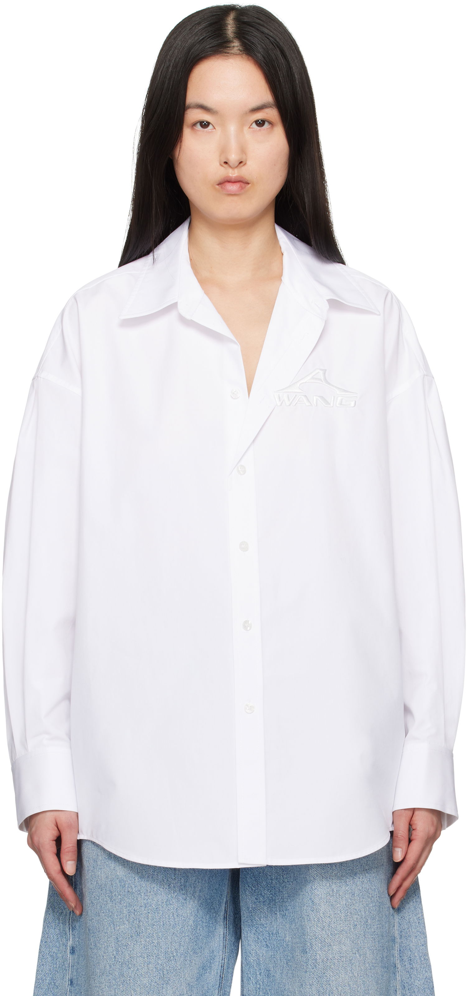 Košeľa Alexander Wang Alexander Wang Oversized Organic Cotton Shirt Biela | 1WC2251040, 0