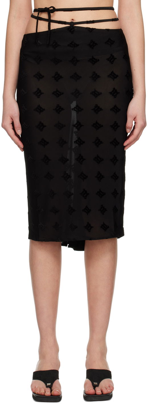 Strappy Monogram Print Midi Skirt