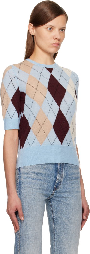 Sveter Khaite Anders Short Sleeve Argyle Sweater Rôznofarebný | 18054655, 1