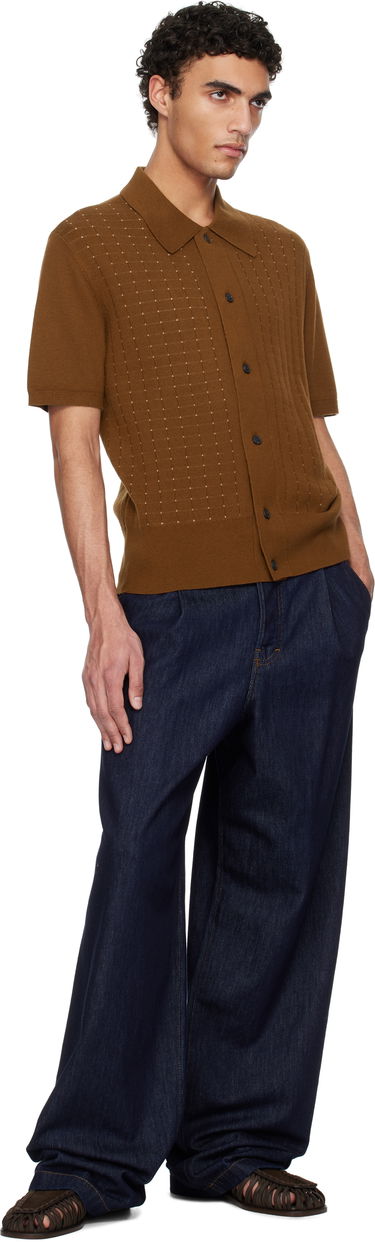 Sveter Tiger of Sweden Tiger of Sweden Araawen Merino Wool Knit Polo Shirt Hnedá | 112165, 3