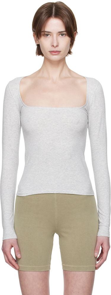 Tielko SKIMS SKIMS Cotton Jersey Scoop Neck Long Sleeve T-Shirt Šedá | LS-LST-7908W, 0