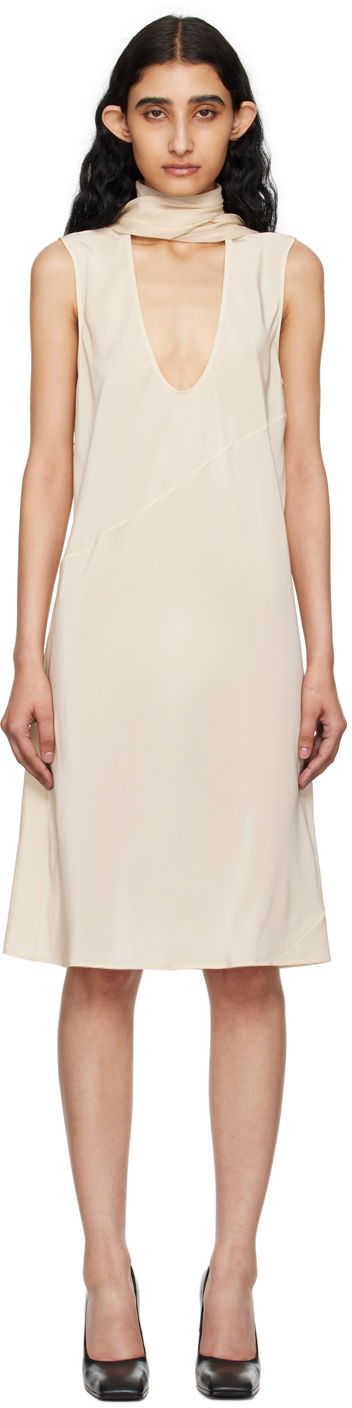 Šaty Helmut Lang Helmut Lang Scarf Midi Dress Béžová | O04HW608, 0